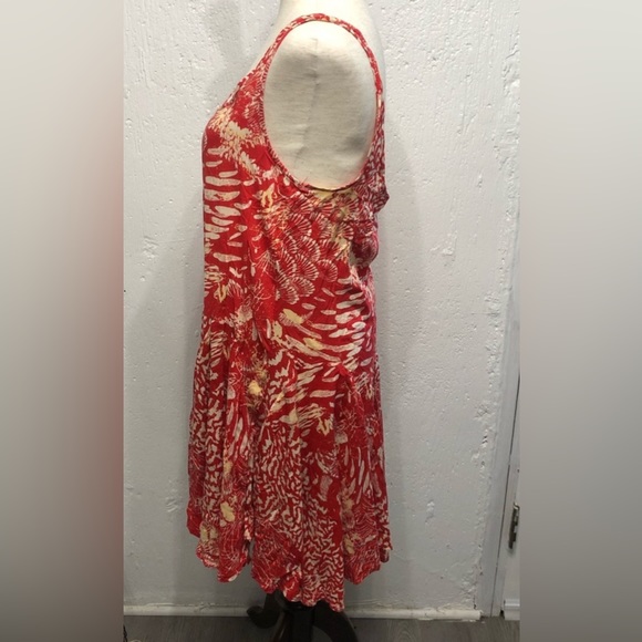 Free People Scoop Neck Sleeveless Beach Print Dress Red XS - Picture 12 of 14
